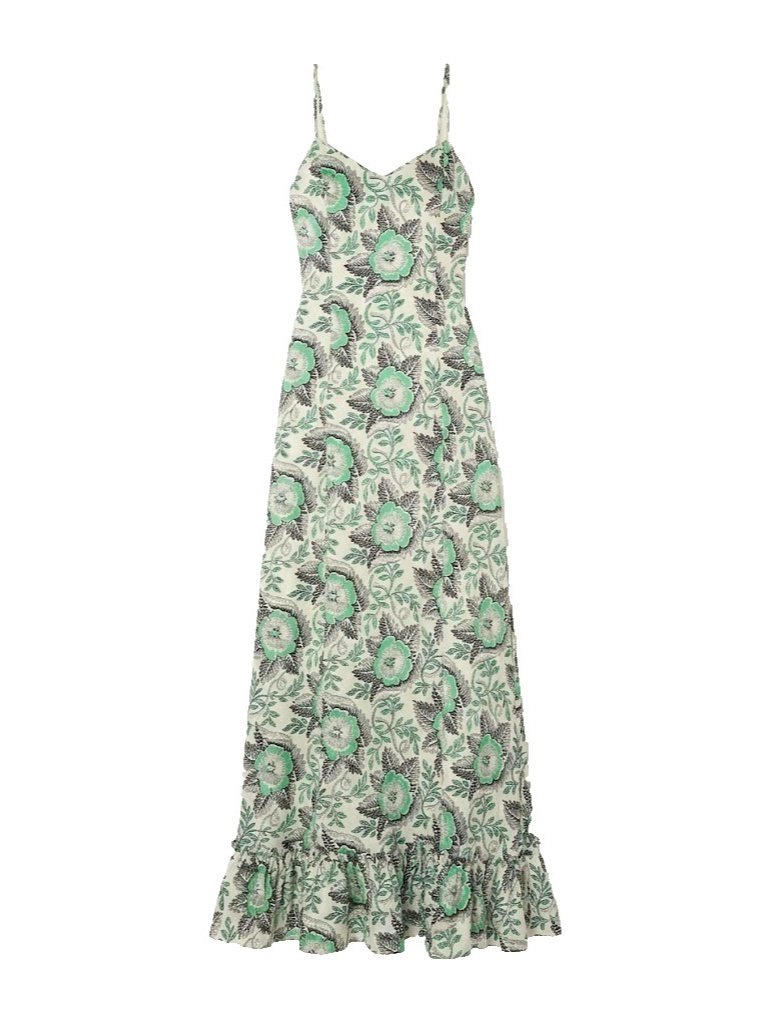 Nwt The Vampire's Wife Harmonizer Maxi Green Wild Poppy Vine Silk Dress 6 / Us 2 — image 3 of 8